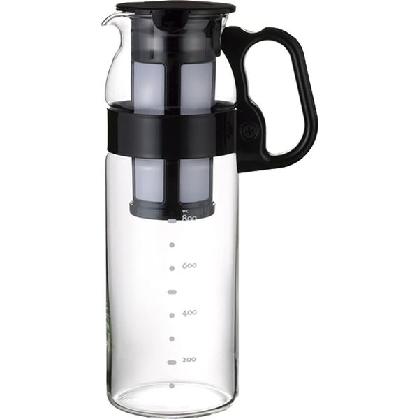 iwaki T2933F2-BK Heat Resistant Glass Coffee Server, Cold Brew Coffee & Tea, Handy Server, 3.3 gal (1.3 L) with Filter