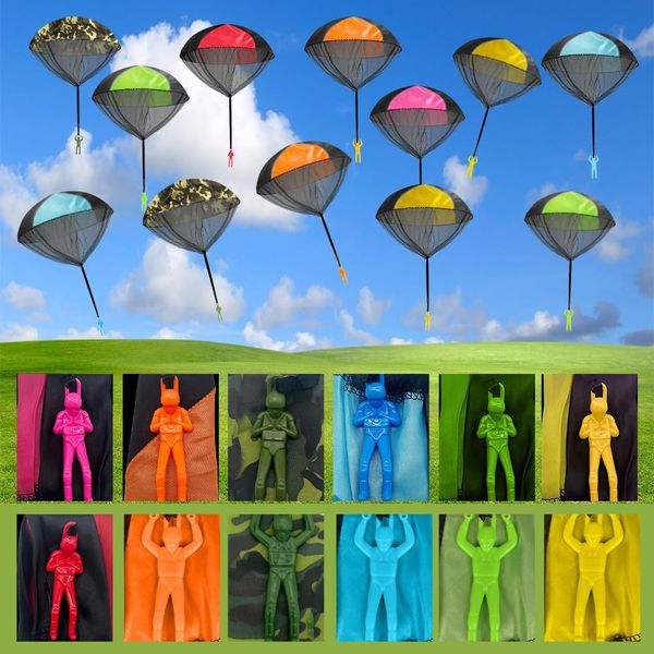 Ainiv 12 PCS Parachute Toy, Hand Throw Parachute Man Soldier Toy Set, Parachute Toys Kids Flying Toys Gift Throwing Parachute Outdoor Games and Gifts, Creative Craft Toy for Children and Adults