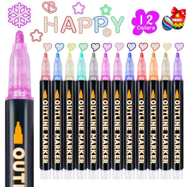 Easter Basket Stuffers for Kids Valentines Day Gifts Teens Tween Teen Girls Stocking Stuffers for Kids,Christmas Gifts for Boys Girls Trendy Stuff,Arts Crafts Supplies,Shimmer Markers Outline Pens