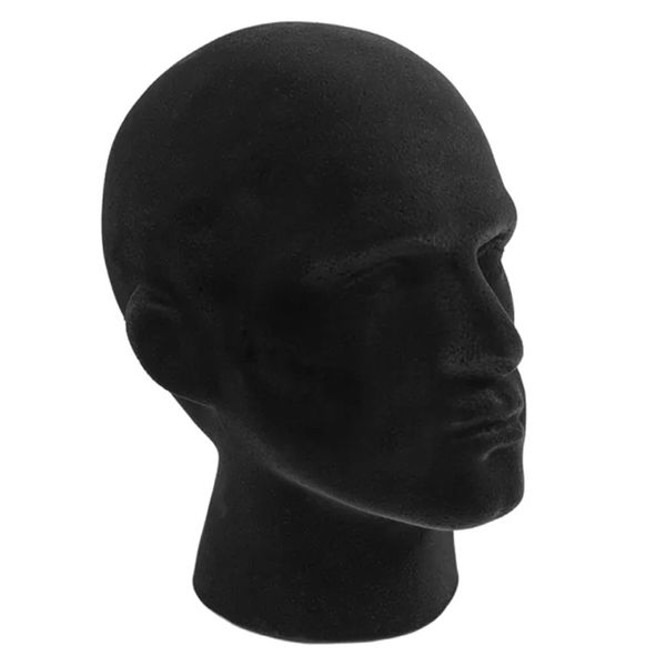 POLYSTYRENE AND PLASTIC MANNEQUIN DISPLAY MALE & FEMALE HEAD IN (WHITE, SILVER, BLACK, SWAN NECK, AND DURABLE PLASTIC HEAD (1 X MALE BLACK HEAD)