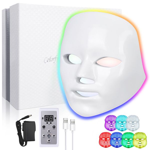 Light Therapy Face LED Face Mask Light Therapy Mask for Facial Skin Care 7Colors