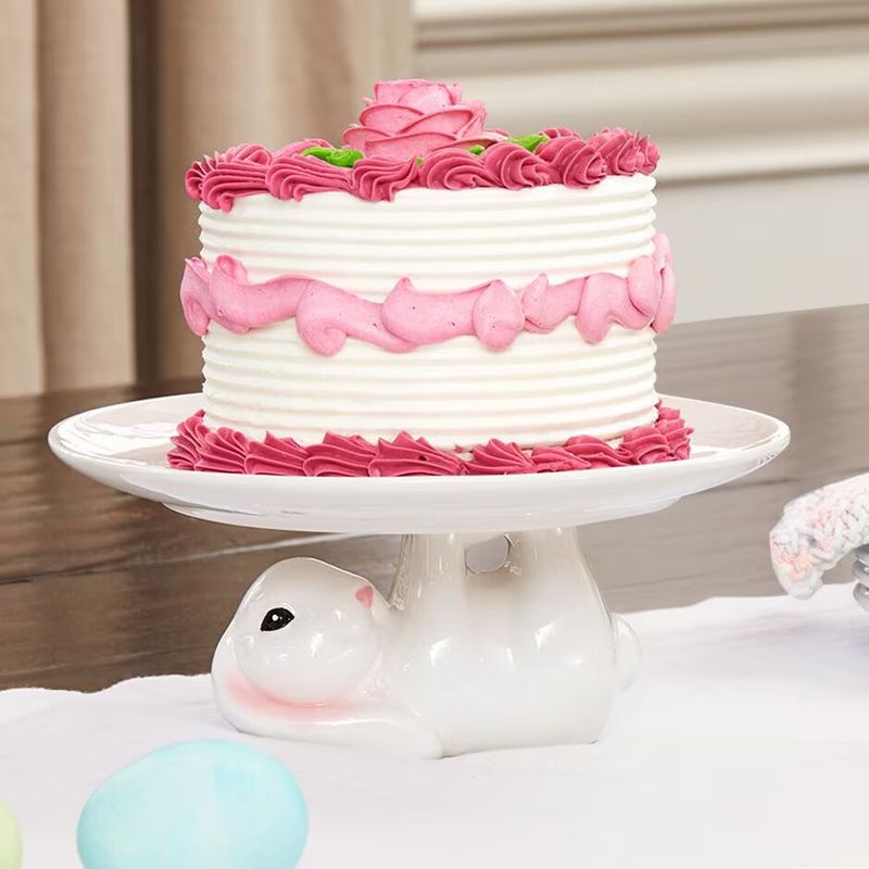 Easter Bunny Rabbit Cake Stand Ceramic Cupcake Centerpiece Spring Table ...