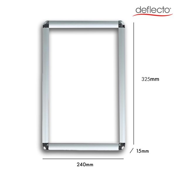 Deflecto® Rounded Corner A4 Snap Frame with a 25mm profile Silver