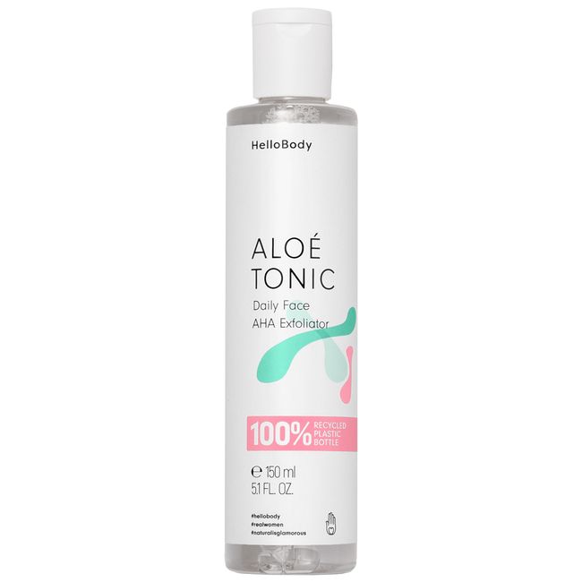 HelloBody Aloé Tonic PCR - Gesicht Peeling (150 ml) – regenerierendes & feuchtigkeitsspendendes chemisches Peeling – Zellerneuernde Hautpflege mit AHA, Aloe Vera und Gurkenwasser