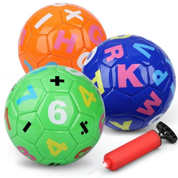 Mini Soccer Balls for Kids Toddlers 6-12 Months, 6'' Bouncy Soccer Number Learning Footballs Sport Balls for Indoor Outdoor, Educational Letter Soft Ball Gift for Girls Boys 2 3 4 5 6 7(3 PCS)