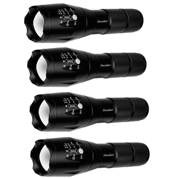 TC1200 PRO Tactical Flashlight Military Grade 5 Mode XML T6 3000Lumens Tactical Led Waterproof Flashlights, 4-Pack