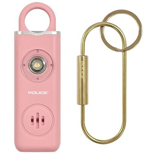 Personal Alarm Keychain 130dB Police Emergency Siren Alarm Flashlight Women Pink