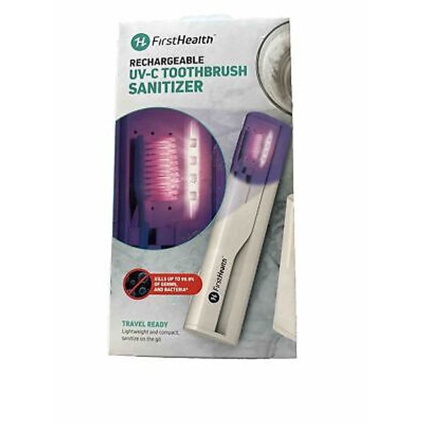 First Health Rechargeable UV-C Toothbrush Sanitizer / Travel Case NEW