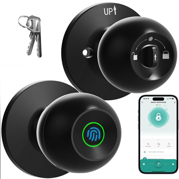 Fingerprint Door Lock Knob Biometric Smart Lock APP Bluetooth Keyless Deadbolt