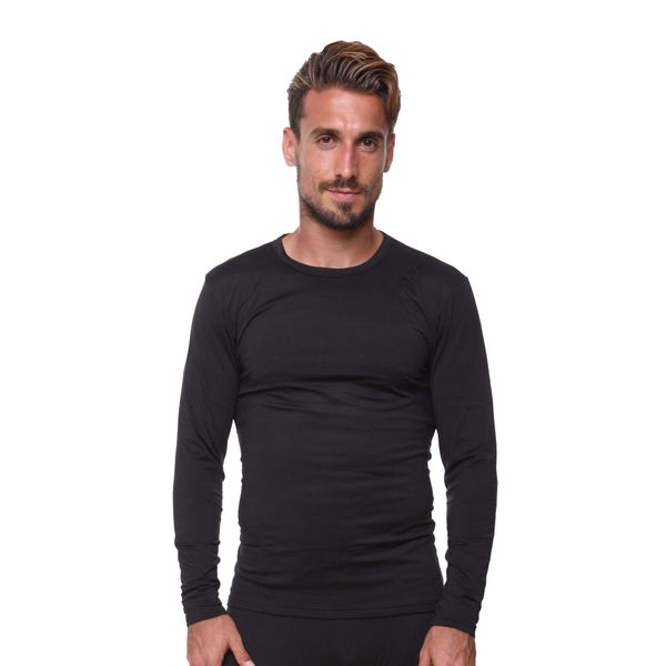 Ultra Dry Thermal Shirts for Men Long Sleeve Shirts for Men Thermal Underwear Shirt Mens Thermal Black Undershirts Men Fleece Lined Base Under Shirt for Men Long Sleeve Thermal Black Shirt Men