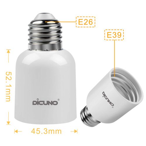 DiCUNO E26 to E39 Base Conversion Adapter, Bulb Socket, Max Working Rate 300W, Heat Resistant to 165 Degrees, Set of 4