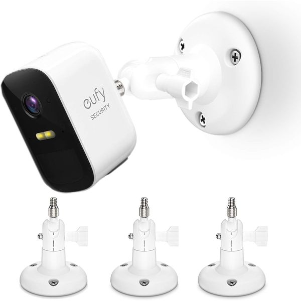 HOLACA Adjustable Wall Mount Compatible with Eufycam 2C/3C/2/2C Pro/3/3C/E, Arlo, and Other Eufycam Compatible Models, ABS Plastic, White, Wall Mount, Ceiling Mount