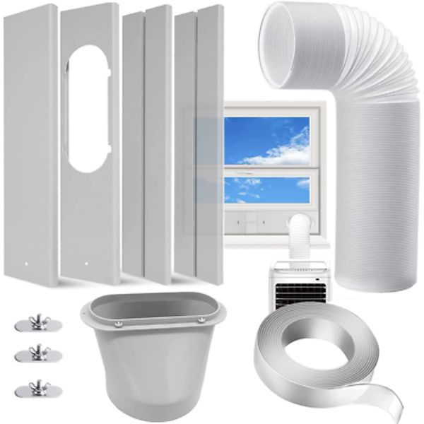 Portable AC Window Kit with 5.9” Exhaust Hose for Sliding Window, Adjustable Air