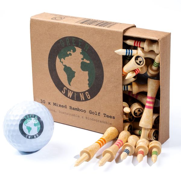 Green Swing Gemischte Bambus-Golf-Tees, Natural Edition, 70 mm, 60 mm, 38 mm, 32 mm, 25 mm