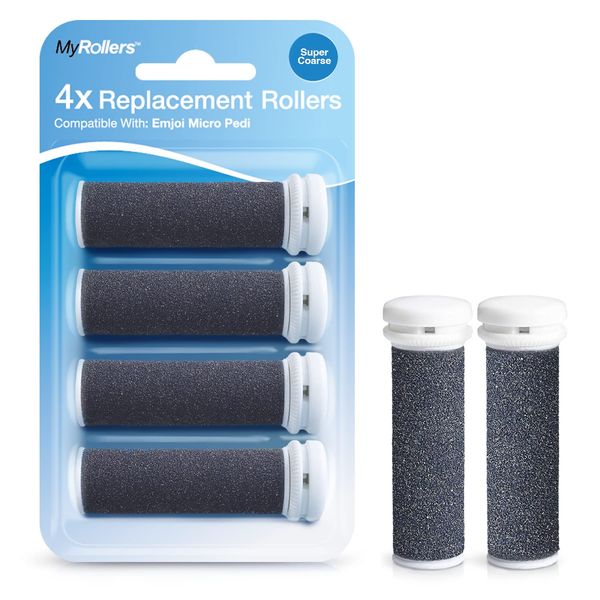 4 x Super Coarse Micro Mineral Replacement Rollers Compatible with Emjoi Micro Pedi