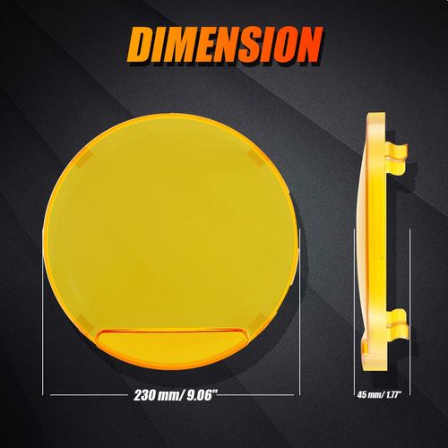 Auxbeam 9 inch Amber Light Covers, 2PCS Round Off Road Protective Covers PC Lens, Plastic Yellow Fog Driving Offroad Lights Bumper LED Pods Light Bar