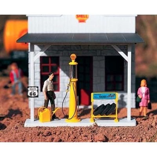 Piko G Scale Model Train Buildings - Shell Gas Pump & Accessories - 62284