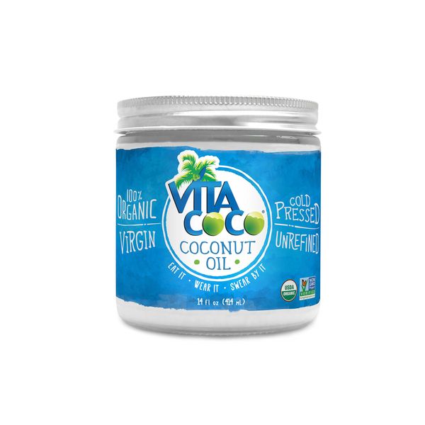 Vita Coco Organic Virgin Coconut Oil - Non GMO Cold Pressed Gluten Free Unrefined Oil - Used For Cooking Oil - Great for Skin Moisturizer or Hair Shampoo - 14 Oz Glass Jar