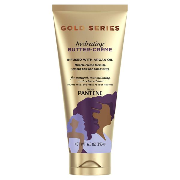 Gold Series, Butter Crème Hair Treatment, with Argan Oil, Sulfate Free, with Argan Oil, Intense Hydrating, from Pantene Pro-V, for Natural and Curly Textured Hair, 6.8 fl oz