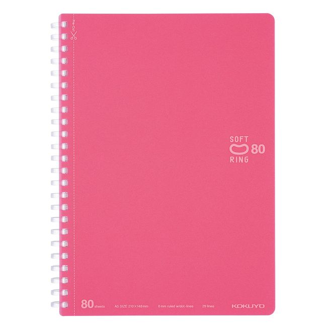 Kokuyo Notebook, Soft Ring, 80 Sheets, A5, Dot Ruled, Light Pink, SV338BT-LP