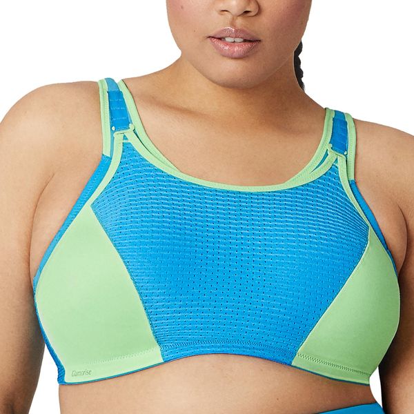 Full Figure Plus Size Custom Control Sports Bra Wirefree #1166 Blue/Green