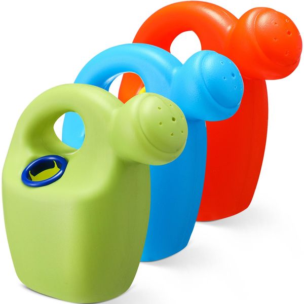 Lunmon 6 Packs Kids Watering Can Gardening Sand Beach Toy Watering Can Toys Toddler Flower Watering Can Garden Tools Toy Gardening Equipment for Boys Girls Gifts Plant Beach Backyard, 3 Colors