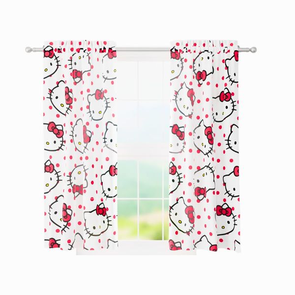 Franco Hello Kitty Kids Room Window Curtains Drapes Set, 82 in x 63 in, (Official Licensed Product)