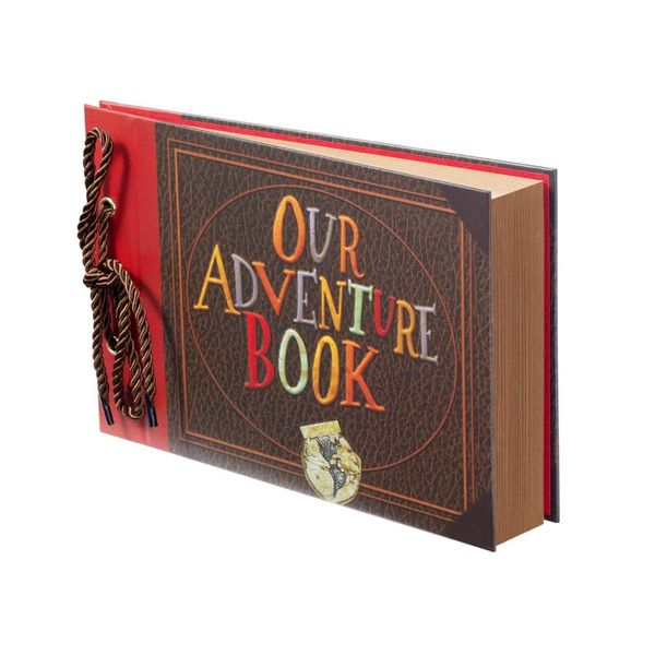 Scrapbook Photo Album,Our Adventure Book Scrapbook, Embossed Words Hard Cover Movie Up Travel Scrapbook for Anniversary, Wedding, Travelling, Baby Shower, etc (Adventure Book) Red