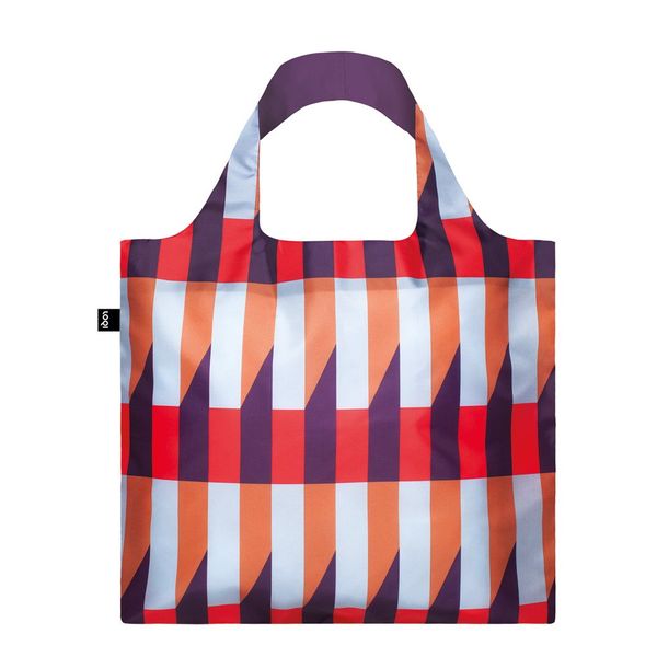 LOQI Geometric Stripes Reusable Shopping Bag, Multicolor