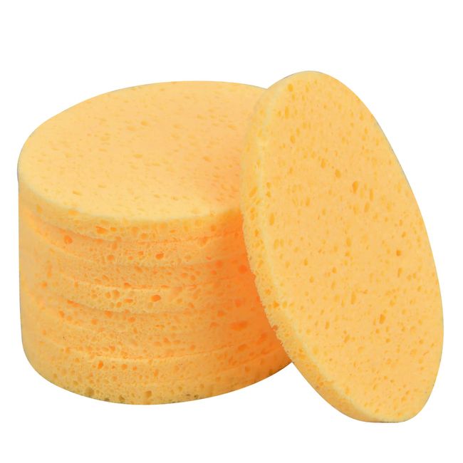 10 Stück Gesicht Reinigungs Schwamm, 8cm Abschminken Schwamm Pads Kosmetik Schwämme, Gesichts Schwamm für Make-Up Entferner Gesichtspflege (Gelb) (Oval)