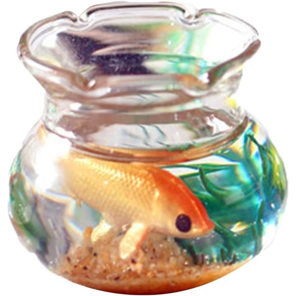 1pc Multicolour Dollhouse Miniature Goldfish Bowls with Smooth Surface, Realistic Chic Resin Dollhouse Fish Tank Accessories for Garden Scene Decor,1.06" x 0.51" x 1.02" Décor