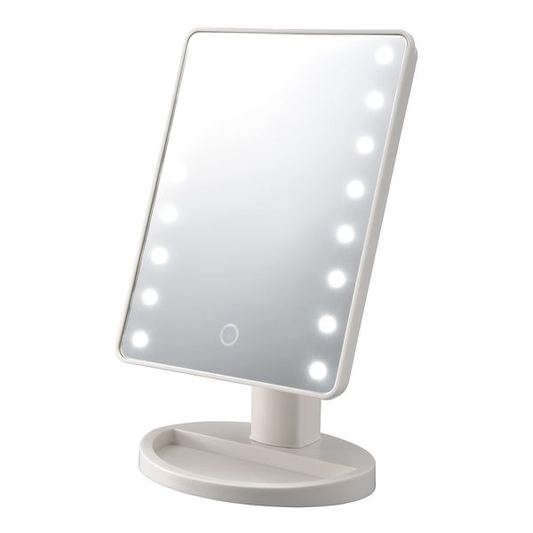 Ohm (OHM) Electric Iberis Mirror, Desktop with LED Light, Stand Included, Actress Mirror, Makeup Mirror, Star Makeup Mirror, Tabletop Mirror, Lighted Mirror, Cosmetic Mirror HB-MKW033-W 00-5868