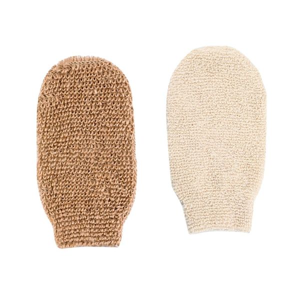 2 Pack Exfoliating Glove Bath Shower Glove Natural Fiber Exfoliating Mitt for Bathing Shower Exfoliating Tools