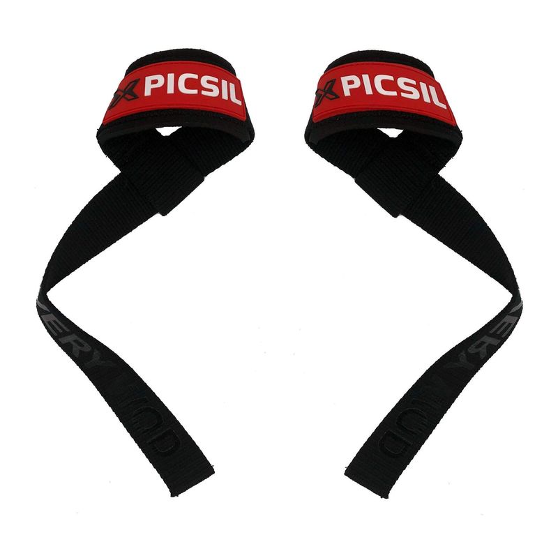 PICSIL Wrist Straps, Weightlifting Wrist Straps, Red, Modern, Nylon, Polyester, 1 Pair