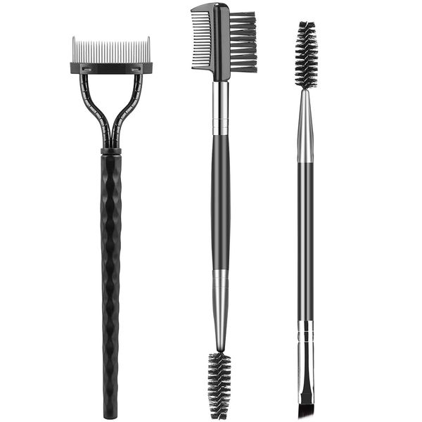 Eyebrow Brush Eyelash Separator Brow Comb & Lash Spoolie Professional Eye Makeup Tools (3 Pieces Set)