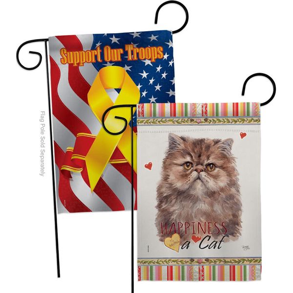 Breeze Decor Persian Long Hair Happiness Garden Flag Pack Cat Kitten Meow Spoiled Paw Fur Pet Nature Farm Animal Creature Support Our Troops House Banner Small Yard Gift Double-Sided, Made in USA