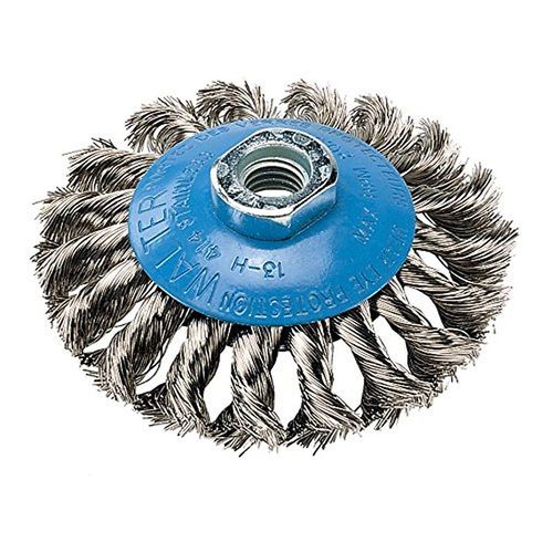 Walter 13H414 Saucer-Cup Knot-Twisted Brush – 4 in. Carbon Steel Wire Brush