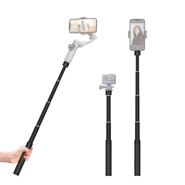 Aluminium-Verlängerungsstange 28,7" einstellbar Selfie Stick kompatibel mit 3-Achsen-Gimbal, Action-Kamera, Kamera w / 1/4 "Gewinde ausziehbare Stange für Videografie AOCHUAN E10