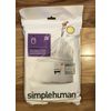 Code E 20 Ct SIMPLEHUMAN Custom Fit Trash Bags Can Liners Refill Size White Pack