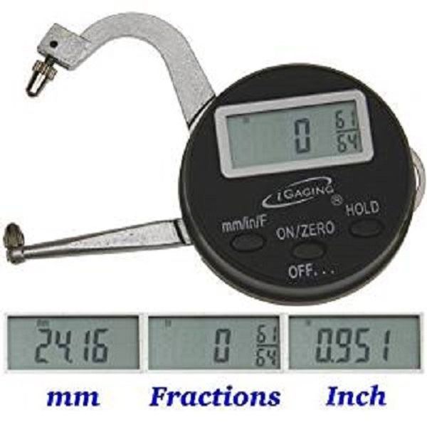 IGAGING DIGITAL THICKNESS GAUGE MICROMETER MEASURING 0-1” MM, INCH, FRACTION