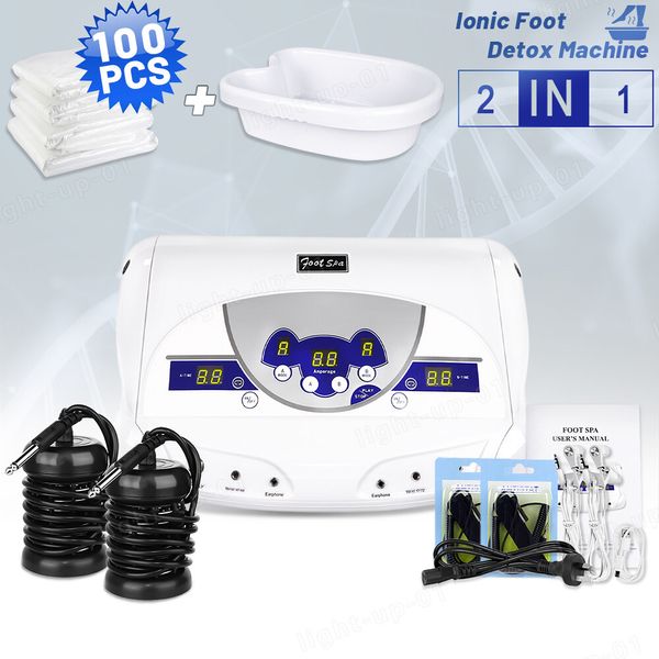 Ionic Detox Foot Bath Tub Cleanse SPA Machine with Basin + 100 pack Liners 