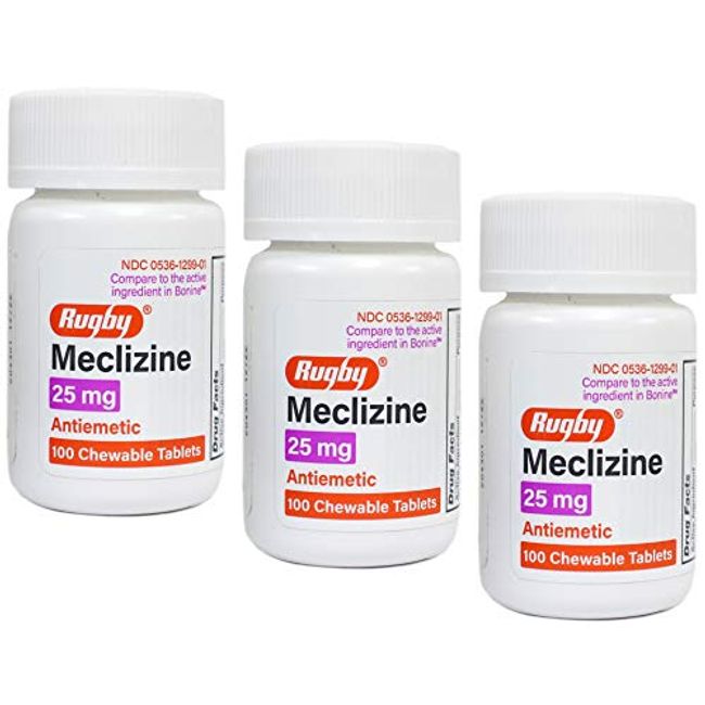  Meclizine HCL 25mg Generic For Bonine Chewable Tablets