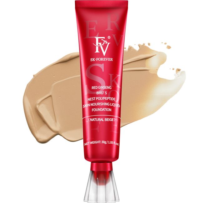 FV Wasserfester Foundation Makeup, Matt Oil Control Foundation Gesichts-Make-up Porenminimierer für Makelloses Finish, Langanhaltendes Flüssige Foundation für Normale/ölige Haut, 30g, Beige