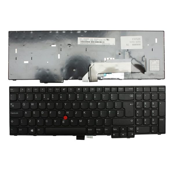 Power4Laptops UK Layout With Pointer Black Frame Black Replacement Laptop Keyboard Compatible With Lenovo ThinkPad E570