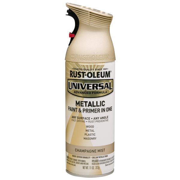 Rust-Oleum 261415 Universal All Surface Metallic Mist Spray Paint, 11 oz, Champagne Mist