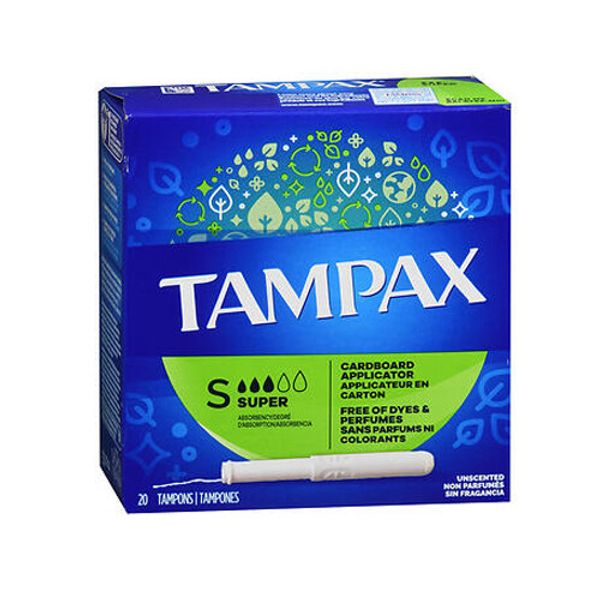 Tampax Tampons With Flushable Applicator Super Absorbency  20 each