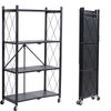 4-Shelf Foldable Storage Shelves with Wheels, Folding Metal Rack Shelving Unit, 