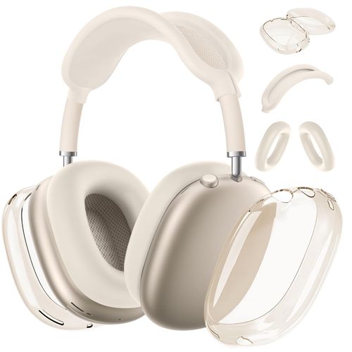 Aiaabq for AirPods Max case Cover(2024/2020),Anti-Scratch Ear Pad Case Cover/Ear Cups Cover/Headband Cover for AirPods Max(USB-C/Lightning). Clear Soft TPU and Silicone,Skin Scratch Proof.