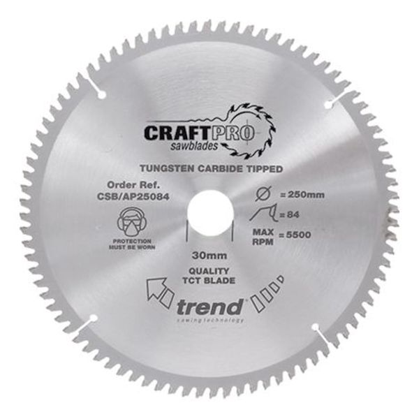 Trend Aluminium & Plastic Circular Saw Blade, 184mm Diameter, 30mm Bore, 58 Teeth, TCT, 2.8mm Kerf, -6° Hook, CSB/AP18458A