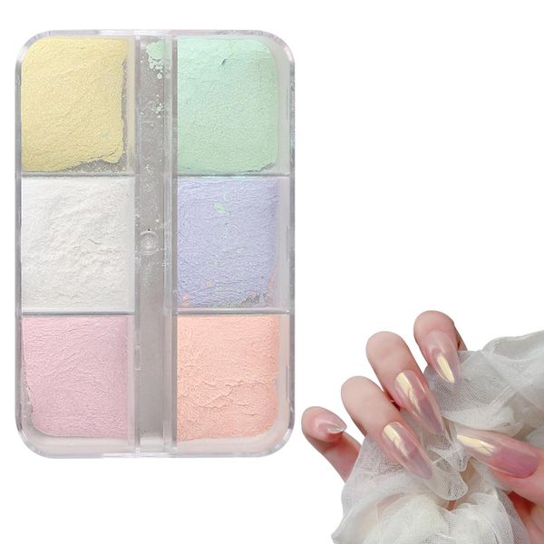 Coollooda Mirror Powder, Aurora Powder, Mirror Nail Powder, 6 Colors, Mirror Nail Powder, Polarized, Clear Feel, Aurora, Nail Powder, Home DIY, Fine Mirror Nail